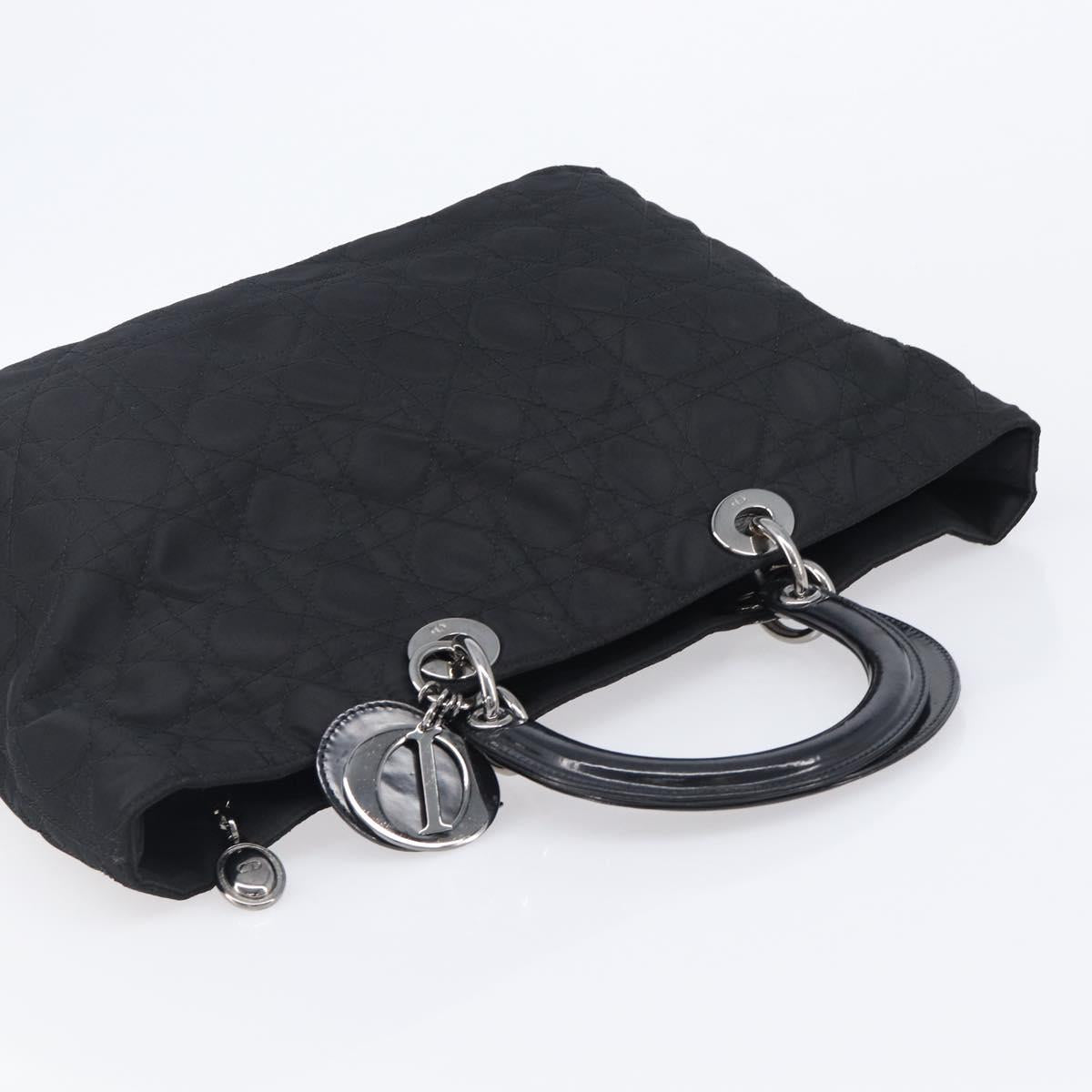 Christian Dior Canage Hand Bag Nylon Black Silver Auth ep15999