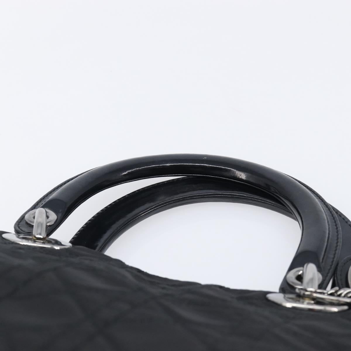 Christian Dior Canage Hand Bag Nylon Black Silver Auth ep15999