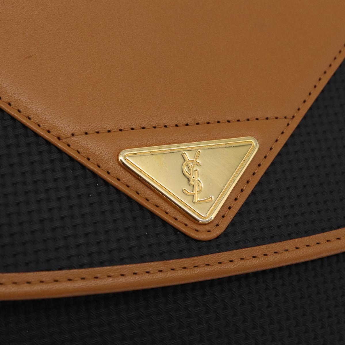 SAINT LAURENT Shoulder Bag PVC Canvas Black Gold Auth ep16000A