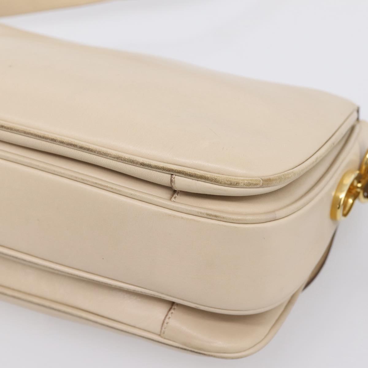 CELINE Shoulder Bag Leather Ivory Gold Auth ep16002