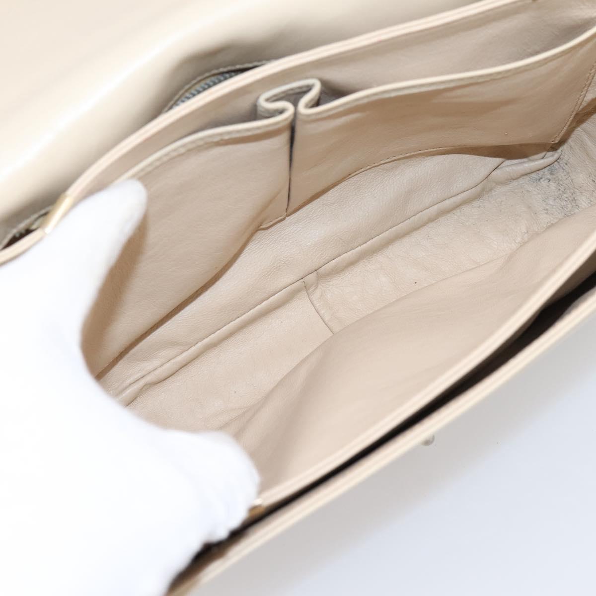 CELINE Shoulder Bag Leather Ivory Gold Auth ep16002