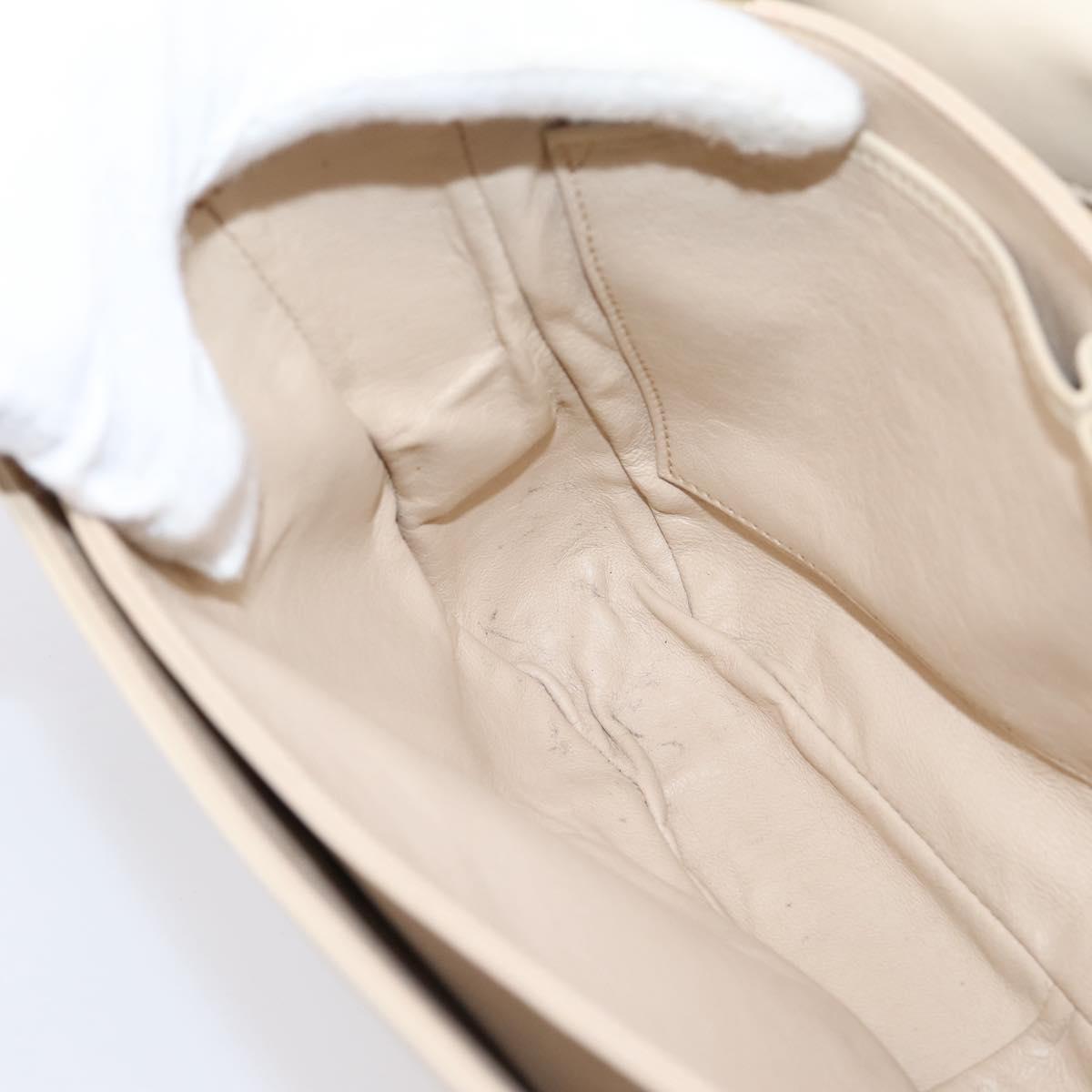 CELINE Shoulder Bag Leather Ivory Gold Auth ep16002