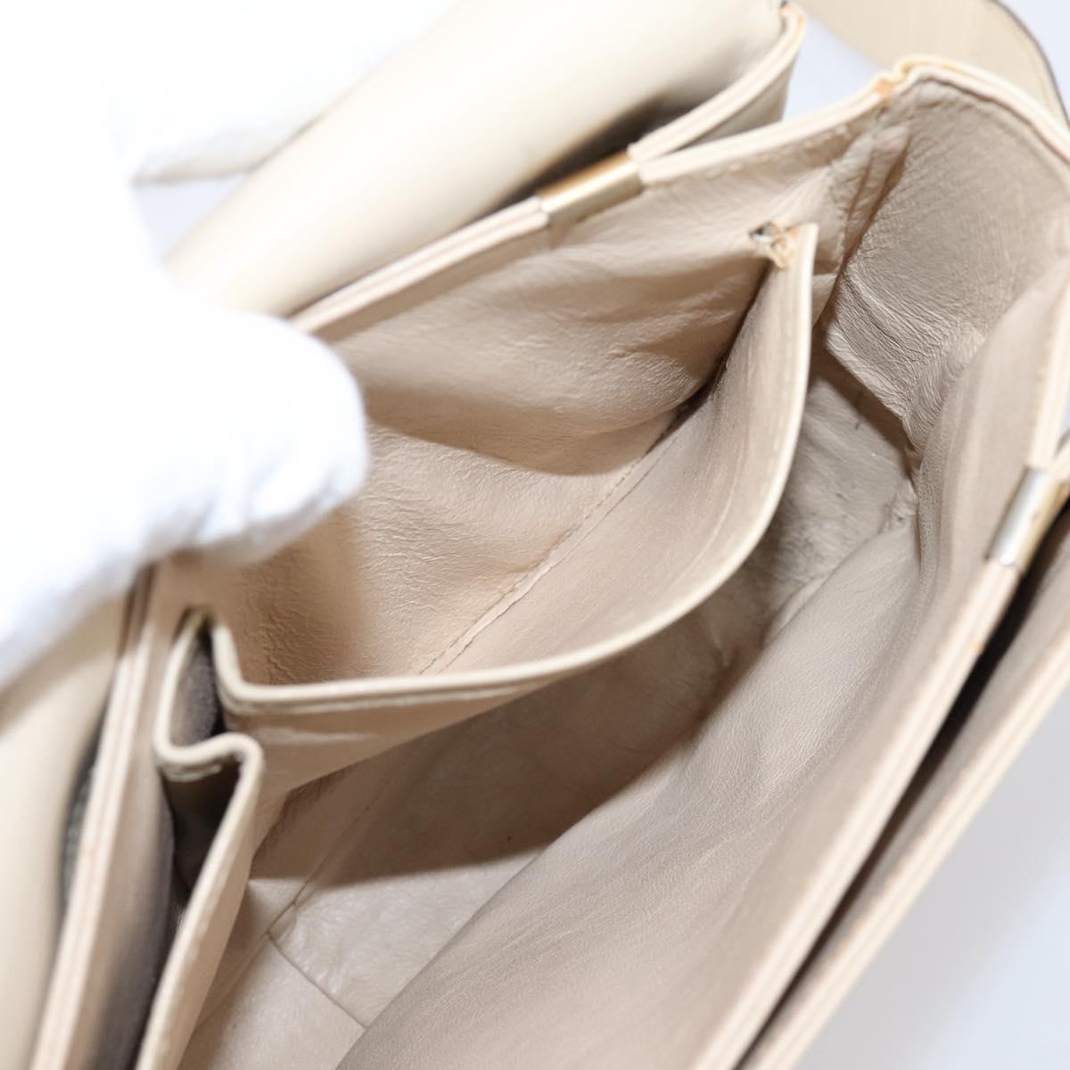 CELINE Shoulder Bag Leather Ivory Gold Auth ep16002