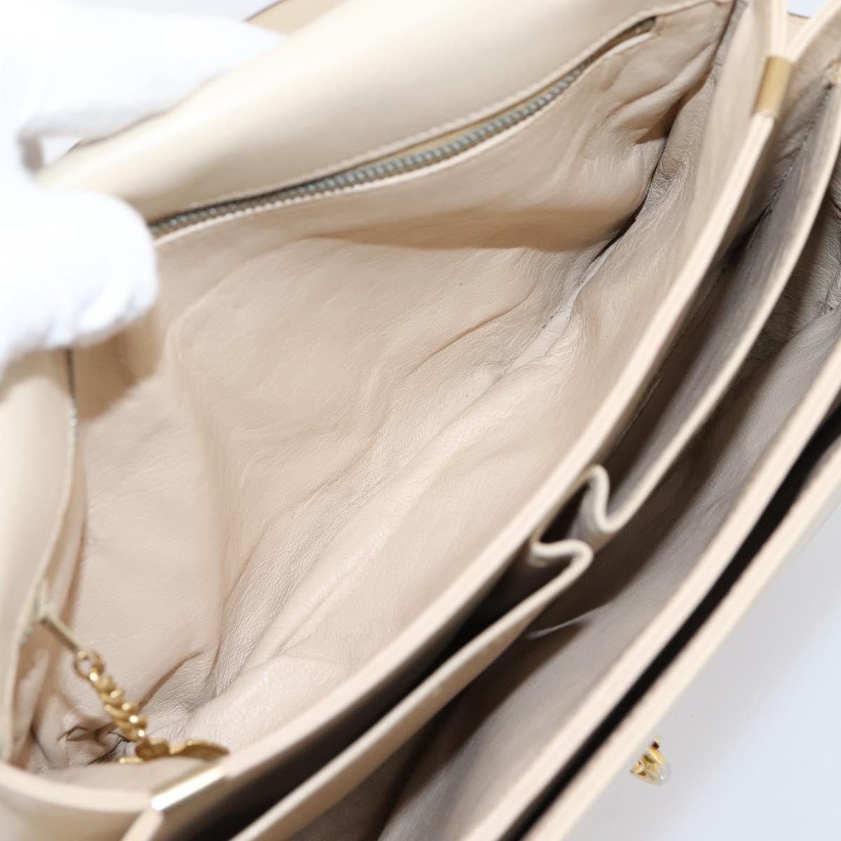 CELINE Shoulder Bag Leather Ivory Gold Auth ep16002