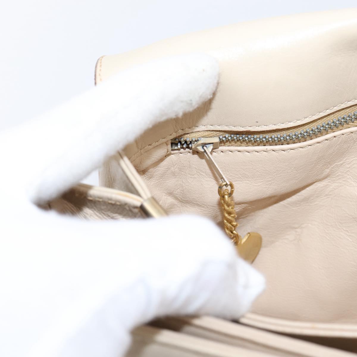 CELINE Shoulder Bag Leather Ivory Gold Auth ep16002