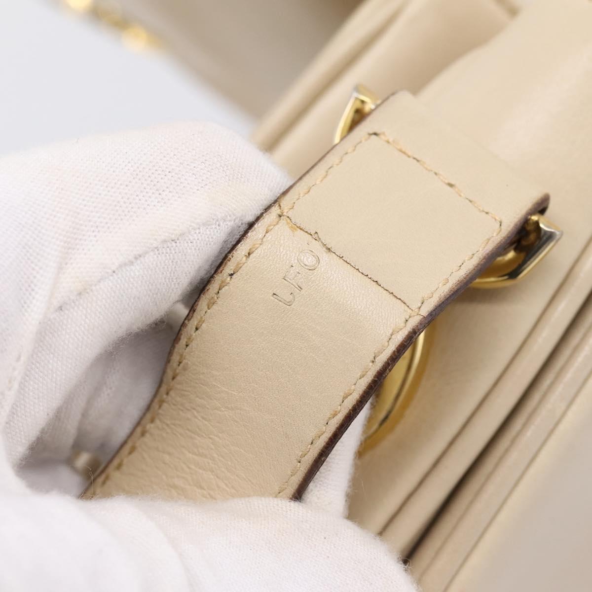 CELINE Shoulder Bag Leather Ivory Gold Auth ep16002