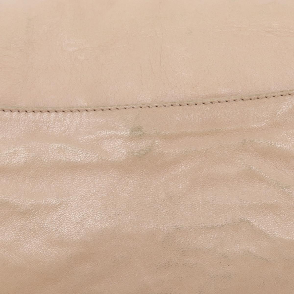 PRADA Shoulder Bag Leather Beige Silver Auth ep16017