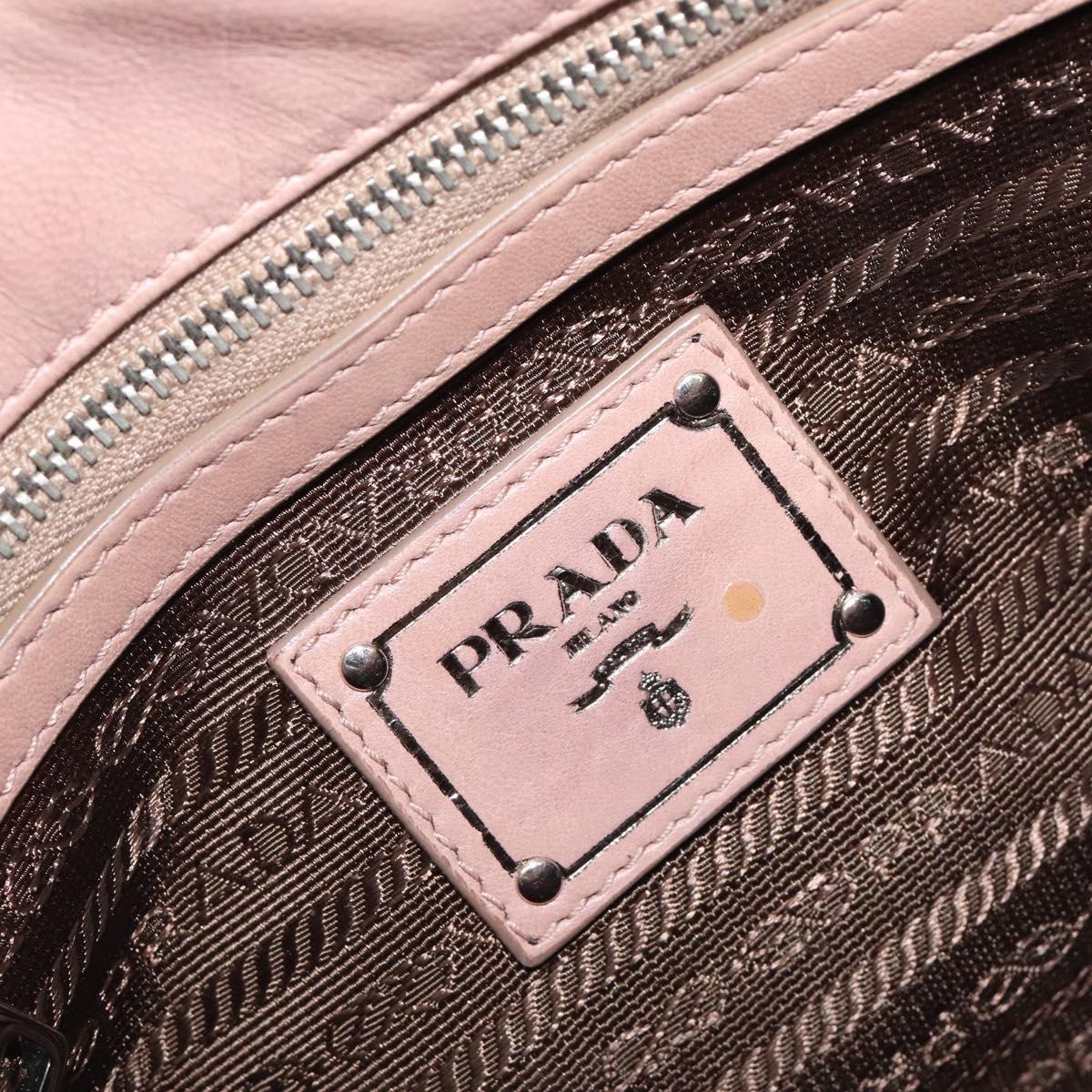 PRADA Shoulder Bag Leather Beige Silver Auth ep16017
