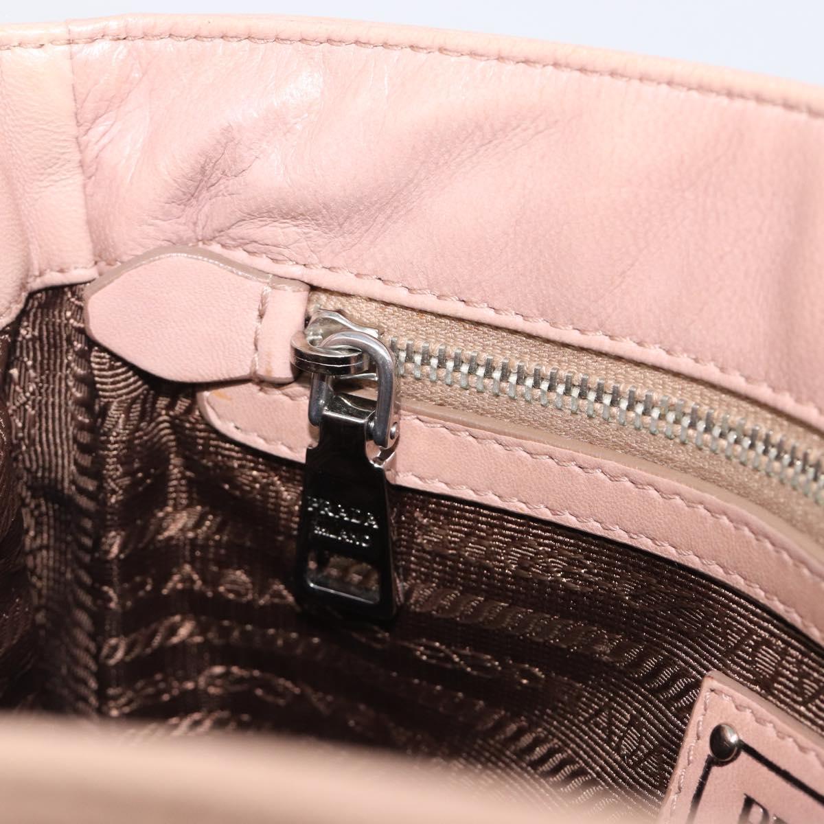 PRADA Shoulder Bag Leather Beige Silver Auth ep16017