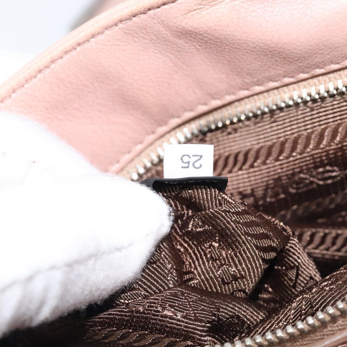 PRADA Shoulder Bag Leather Beige Silver Auth ep16017