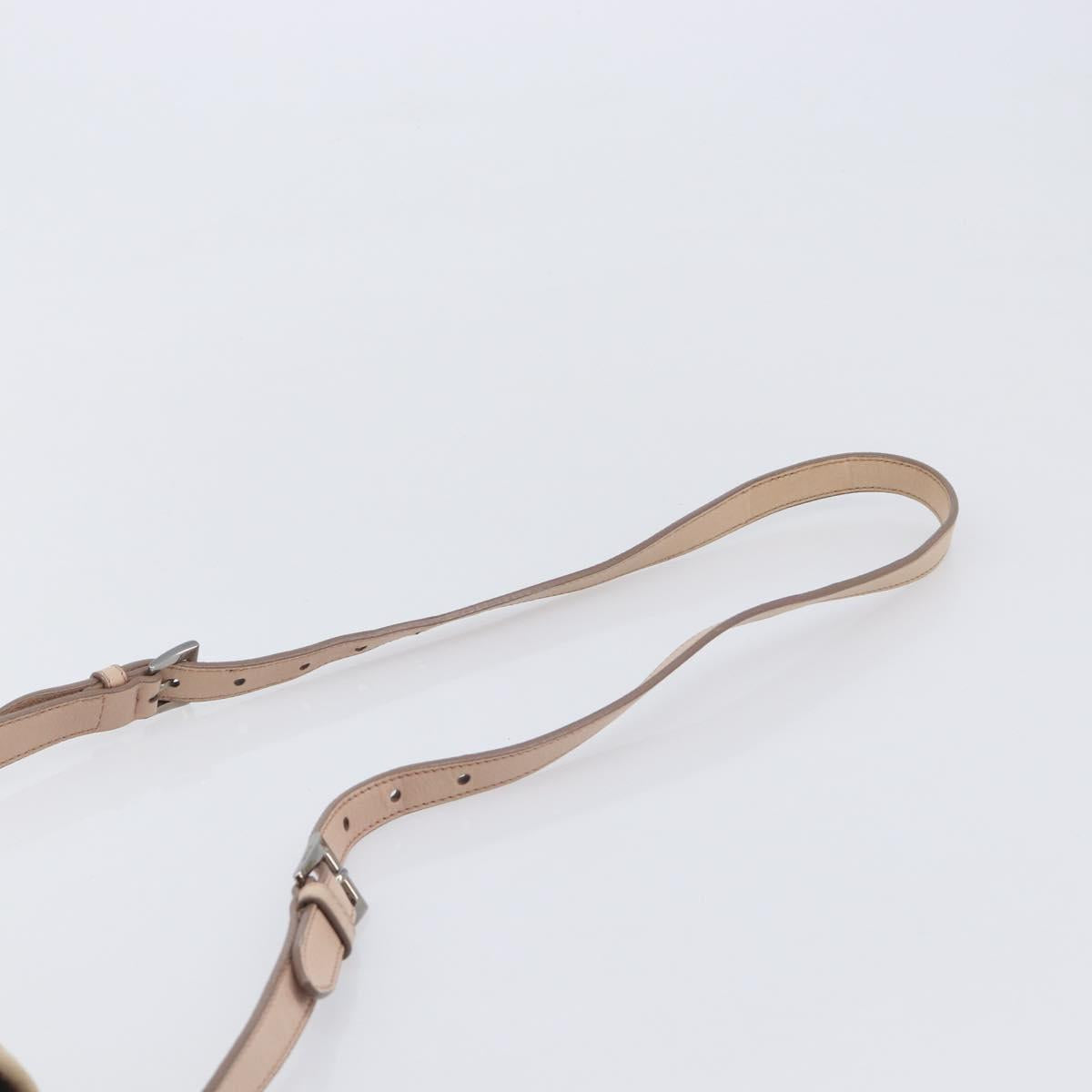 PRADA Shoulder Bag Leather Beige Silver Auth ep16017