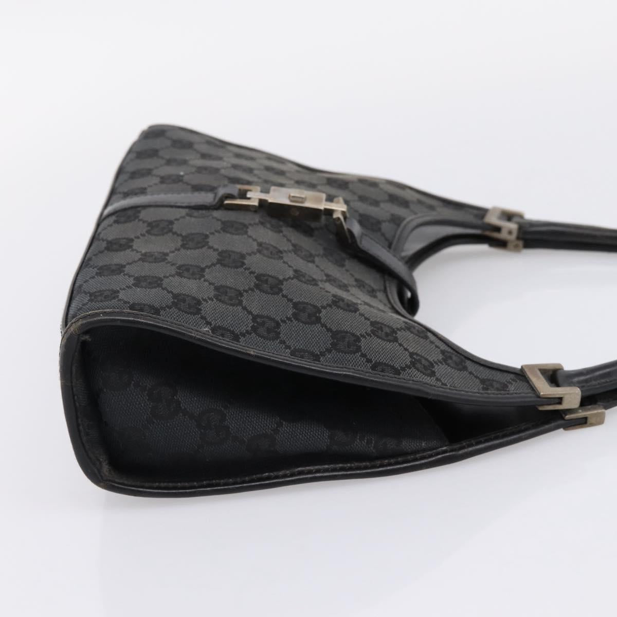 GUCCI GG Canvas Jackie Hand Bag Black Silver 002 1068 2404 Auth ep16019