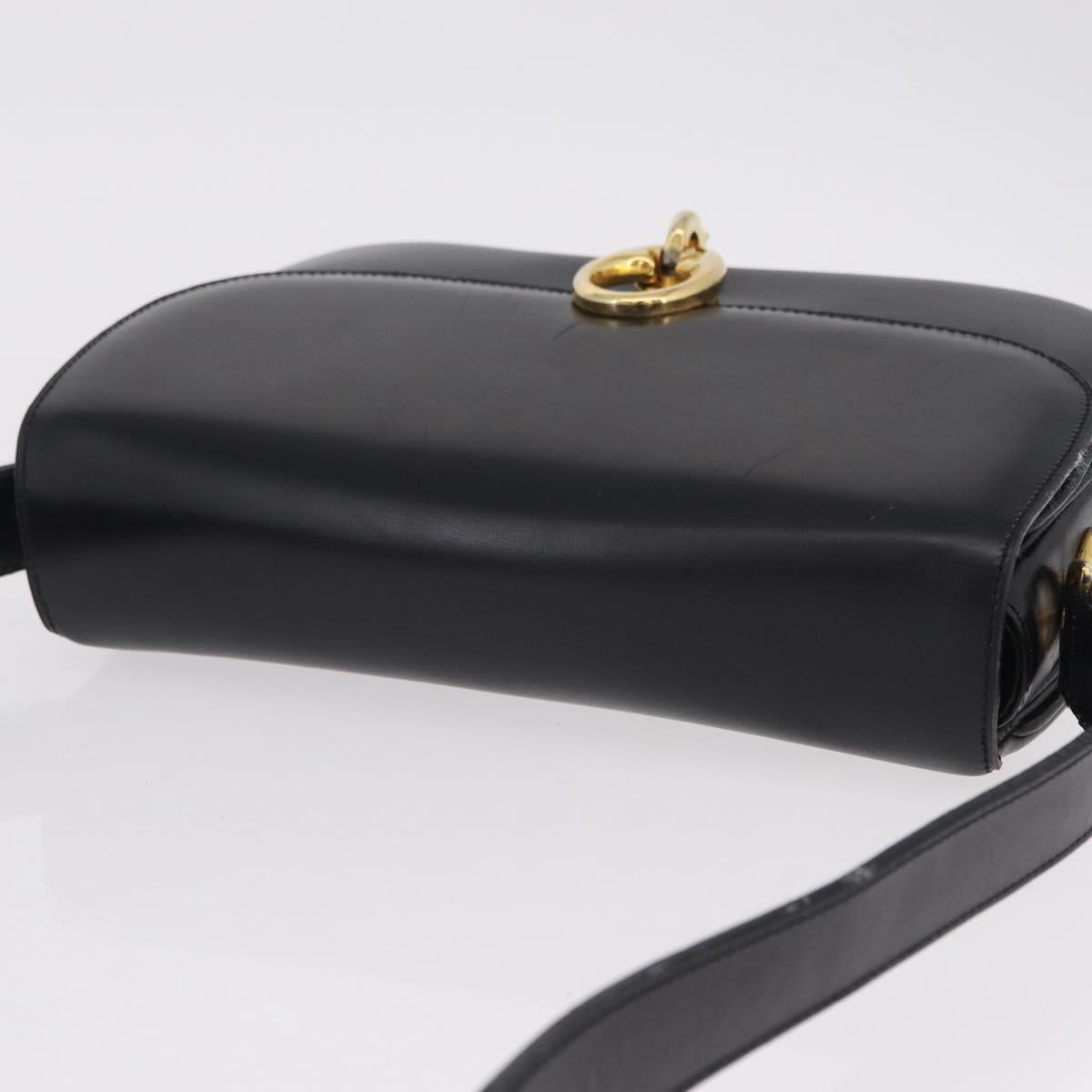 CELINE Shoulder Bag Leather Black Gold Auth ep16020A