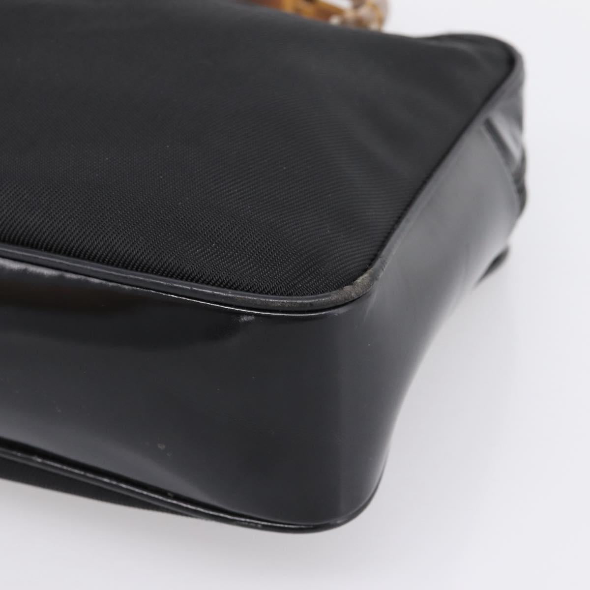 GUCCI Bamboo Hand Bag Nylon Black Silver 000 2040 0538 Auth ep16022