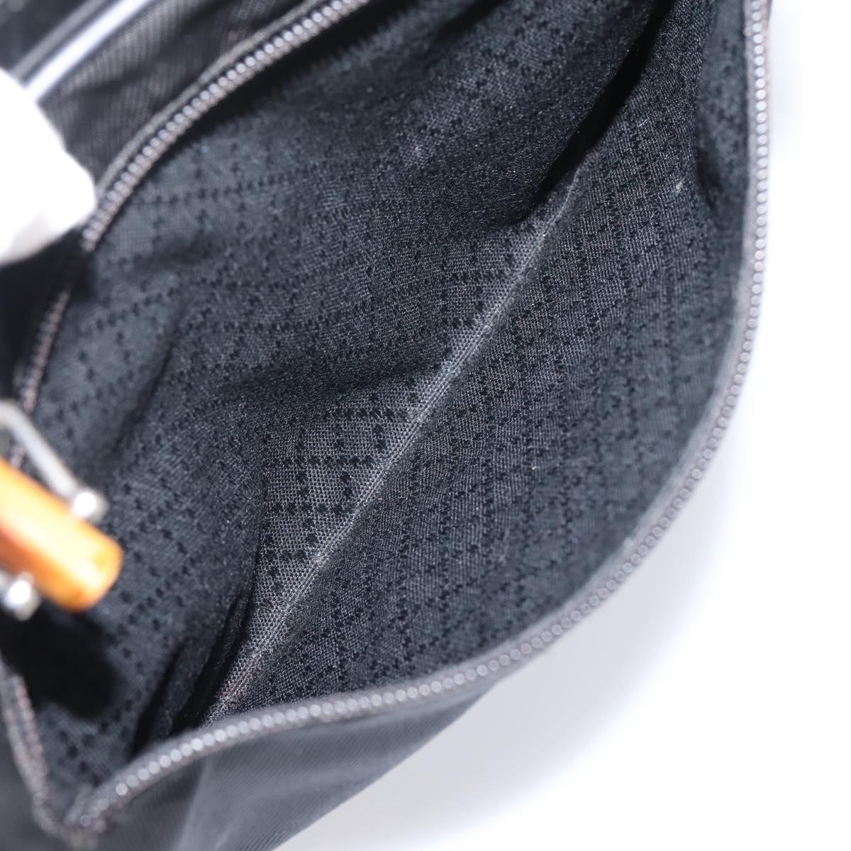 GUCCI Bamboo Hand Bag Nylon Black Silver 000 2040 0538 Auth ep16022