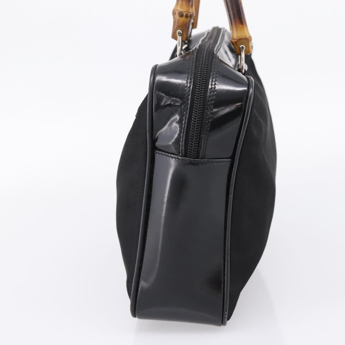 GUCCI Bamboo Hand Bag Nylon Black Silver 000 2040 0538 Auth ep16022