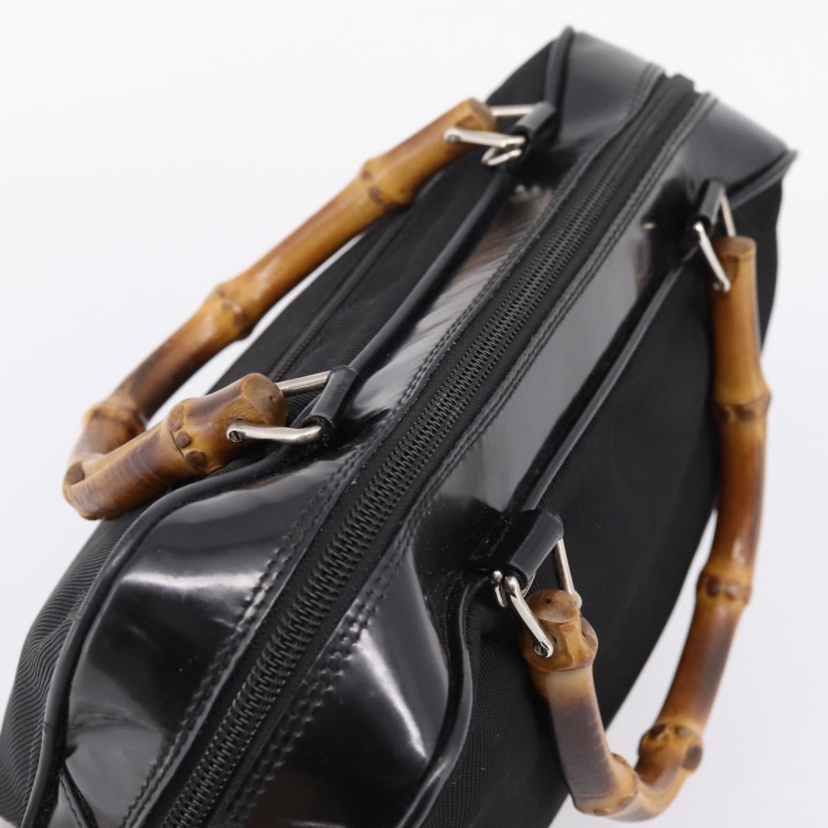 GUCCI Bamboo Hand Bag Nylon Black Silver 000 2040 0538 Auth ep16022