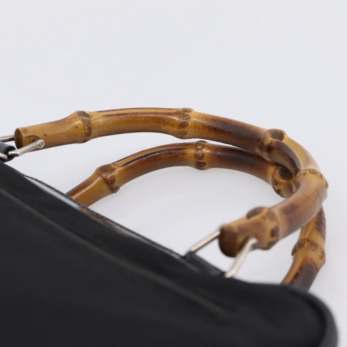 GUCCI Bamboo Hand Bag Nylon Black Silver 000 2040 0538 Auth ep16022