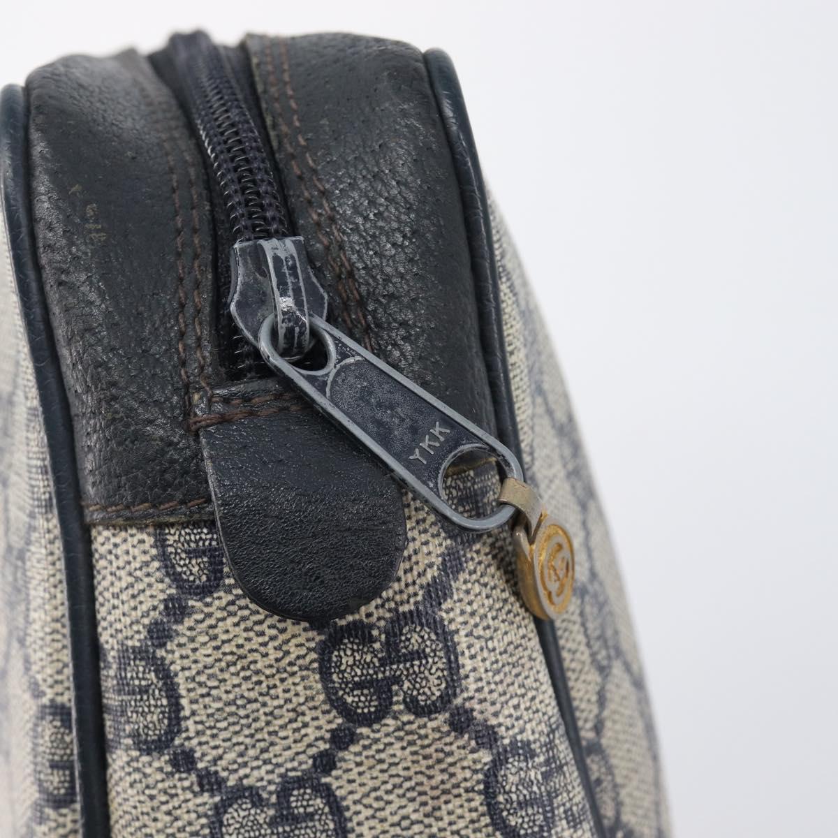 GUCCI GG Supreme Sherry Line Clutch Bag PVC Navy Gold 63 01 012 Auth ep16027