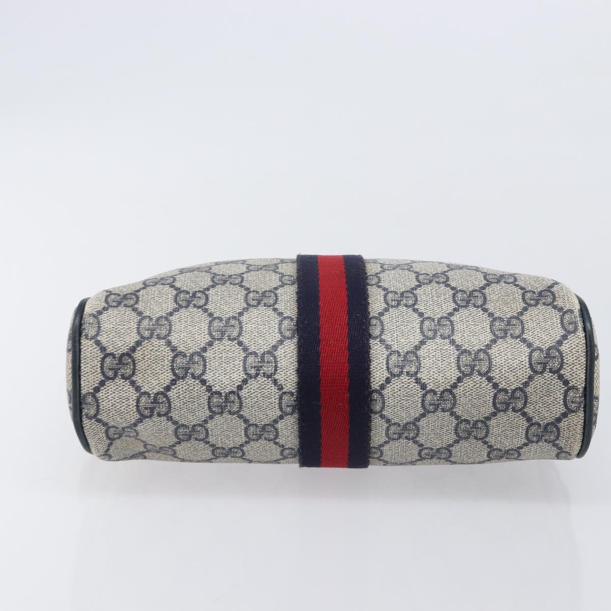 GUCCI GG Supreme Sherry Line Clutch Bag PVC Navy Gold 63 01 012 Auth ep16027