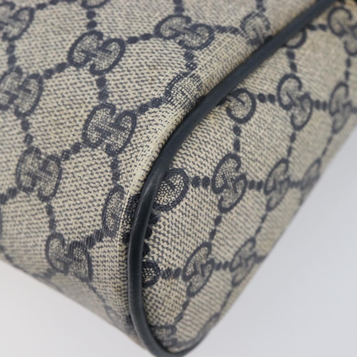 GUCCI GG Supreme Sherry Line Clutch Bag PVC Navy Gold 63 01 012 Auth ep16027