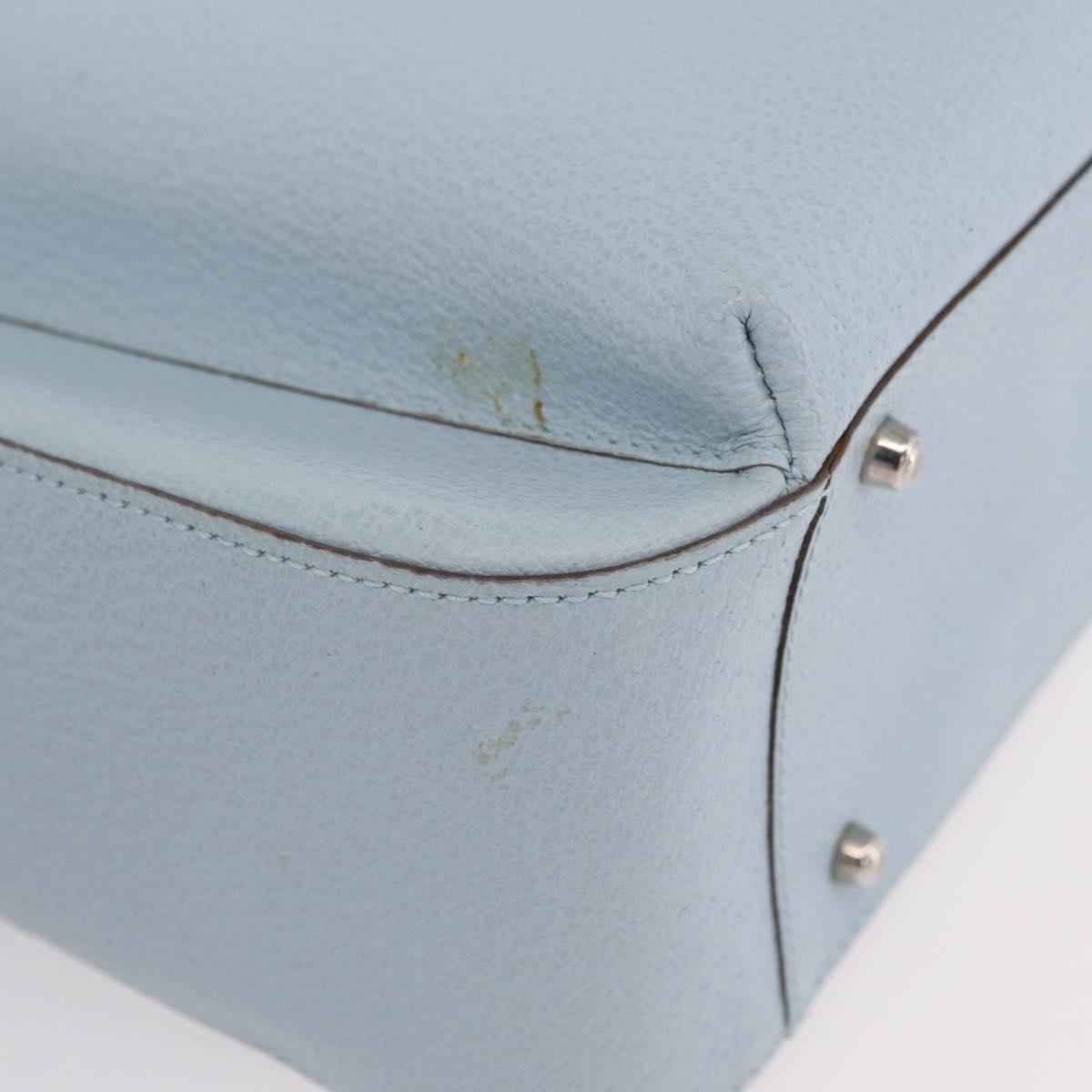 GUCCI Hand Bag Leather Light Blue Silver Auth ep16029