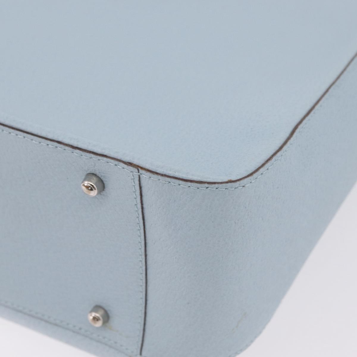 GUCCI Hand Bag Leather Light Blue Silver Auth ep16029