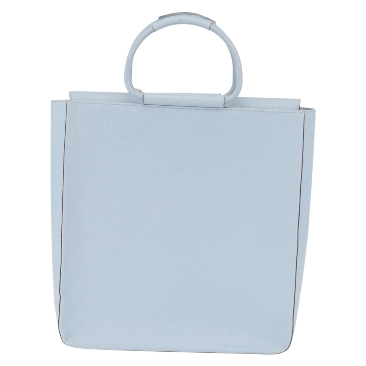 GUCCI Hand Bag Leather Light Blue Silver Auth ep16029