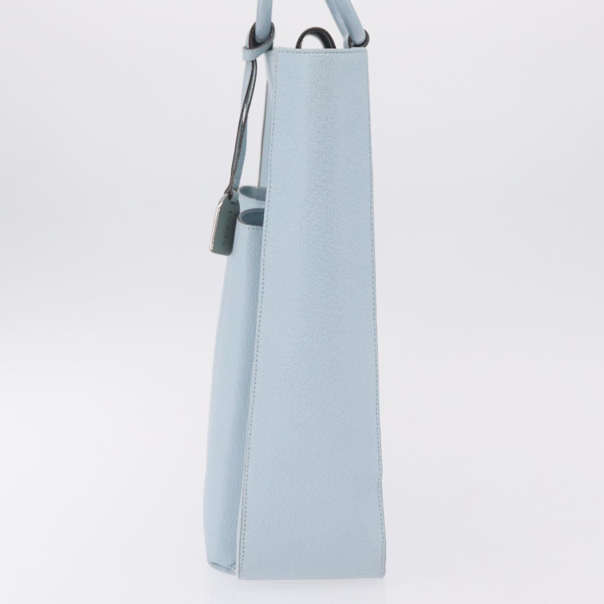 GUCCI Hand Bag Leather Light Blue Silver Auth ep16029