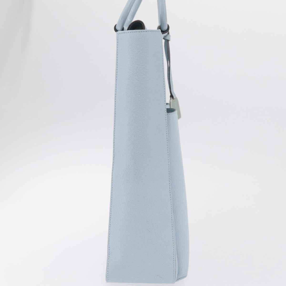 GUCCI Hand Bag Leather Light Blue Silver Auth ep16029