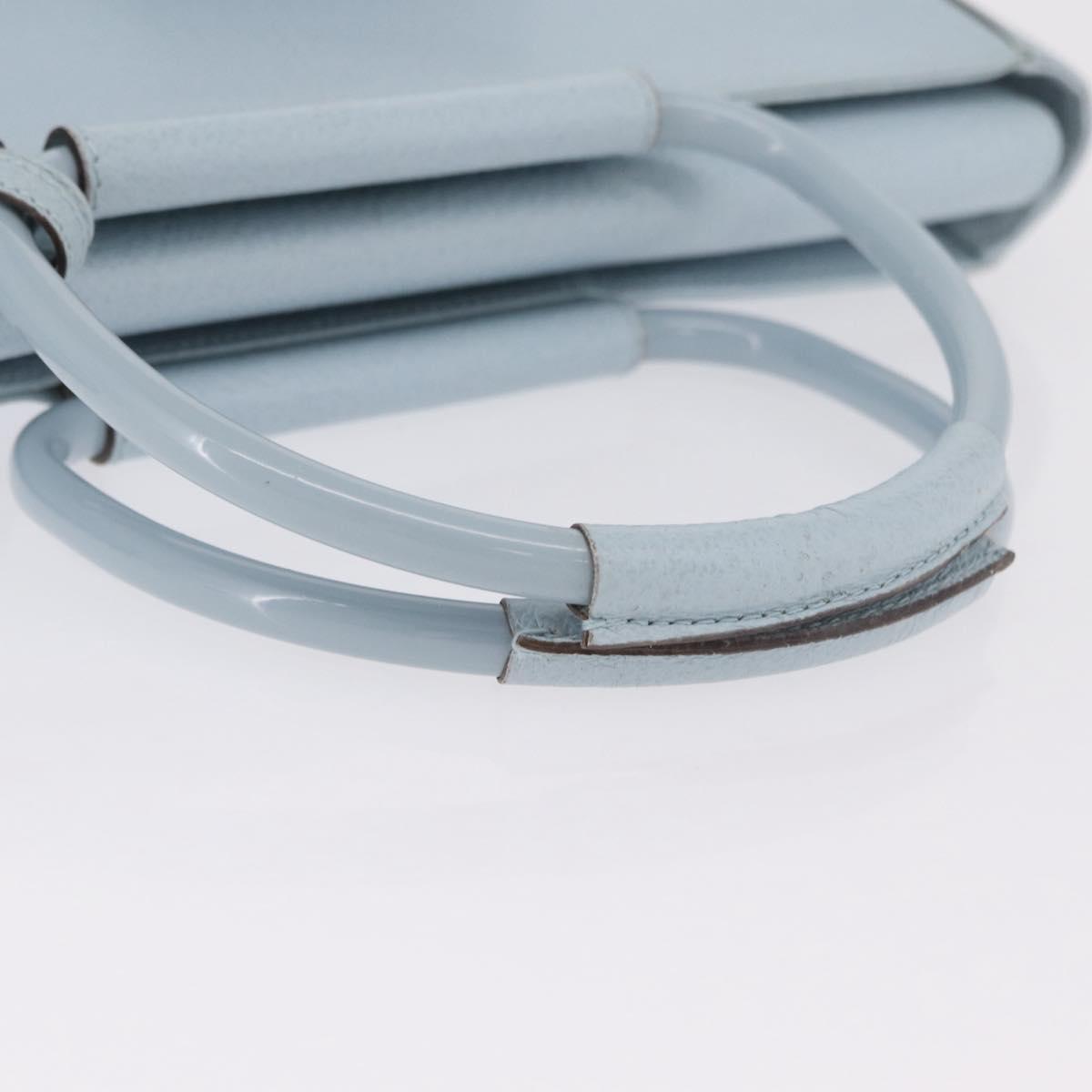GUCCI Hand Bag Leather Light Blue Silver Auth ep16029