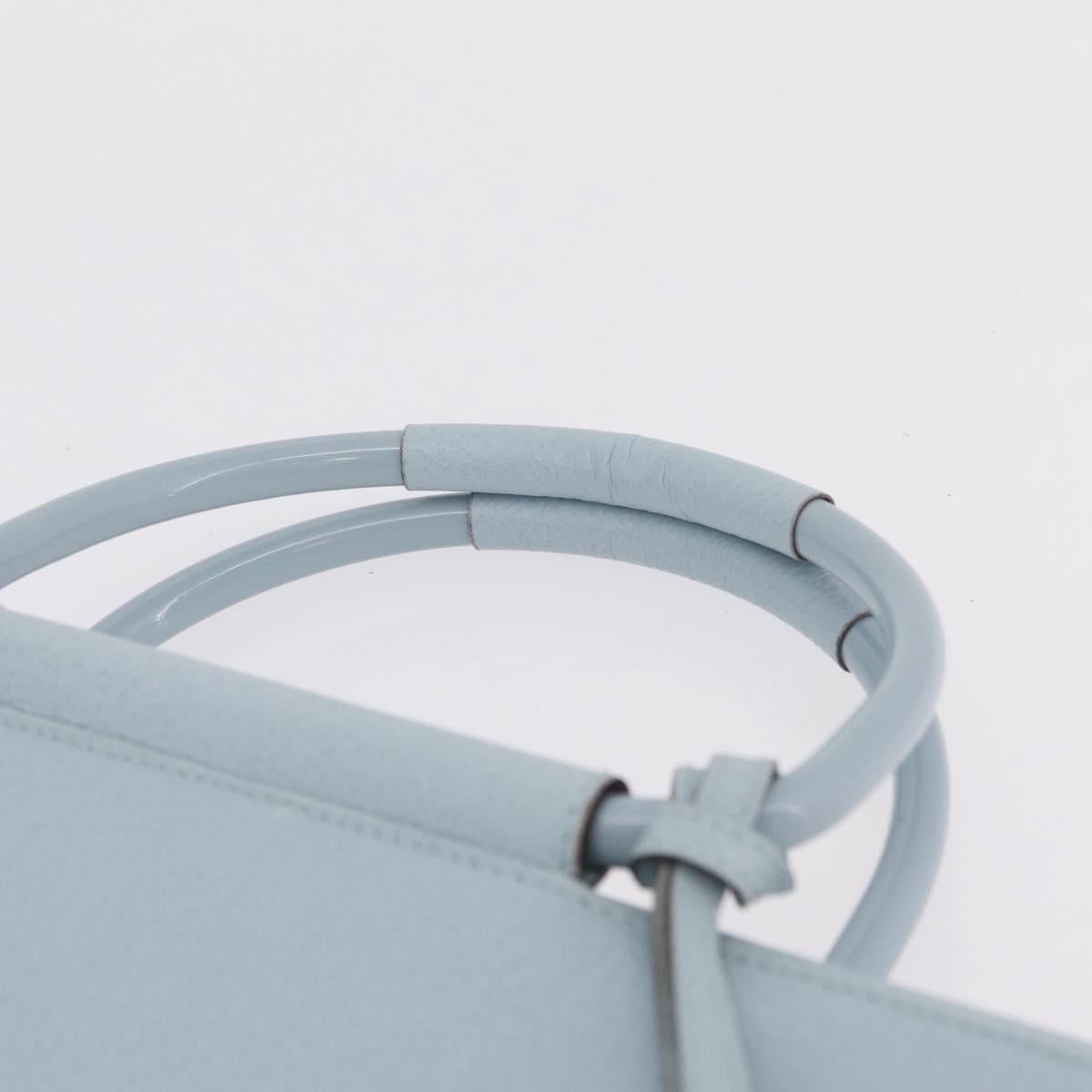 GUCCI Hand Bag Leather Light Blue Silver Auth ep16029