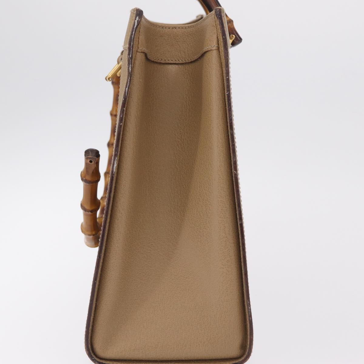 GUCCI Bamboo Hand Bag Leather Beige Gold 002 1186 0260 Auth ep16036