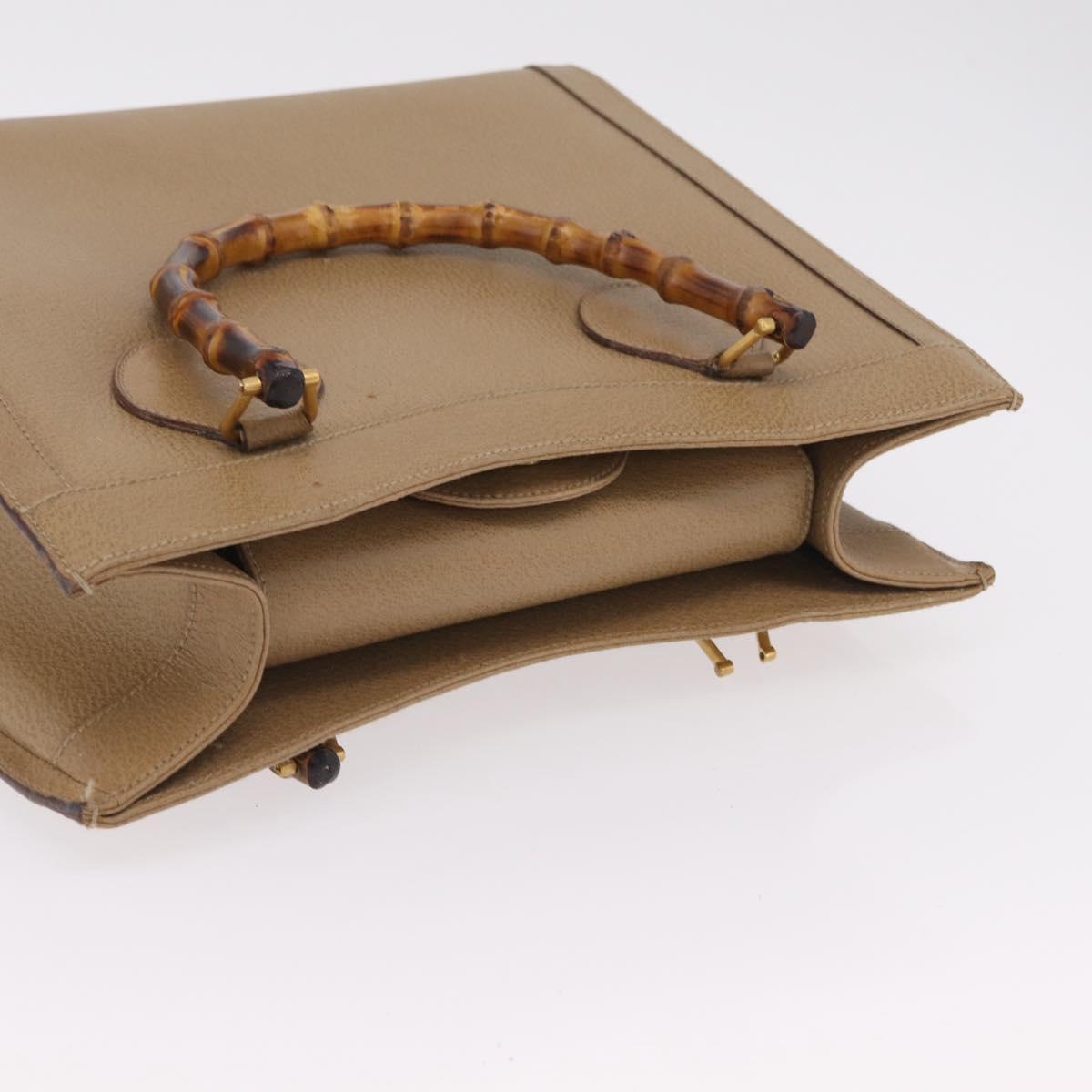 GUCCI Bamboo Hand Bag Leather Beige Gold 002 1186 0260 Auth ep16036