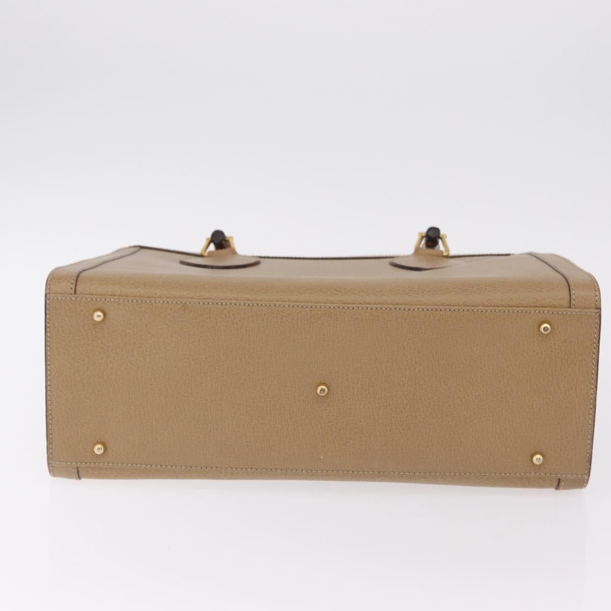 GUCCI Bamboo Hand Bag Leather Beige Gold 002 1186 0260 Auth ep16036