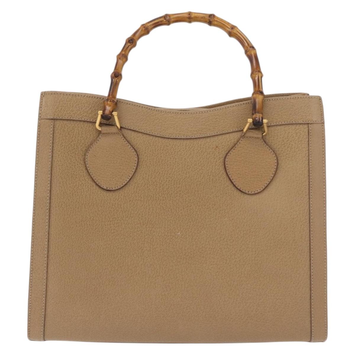 GUCCI Bamboo Hand Bag Leather Beige Gold 002 1186 0260 Auth ep16036