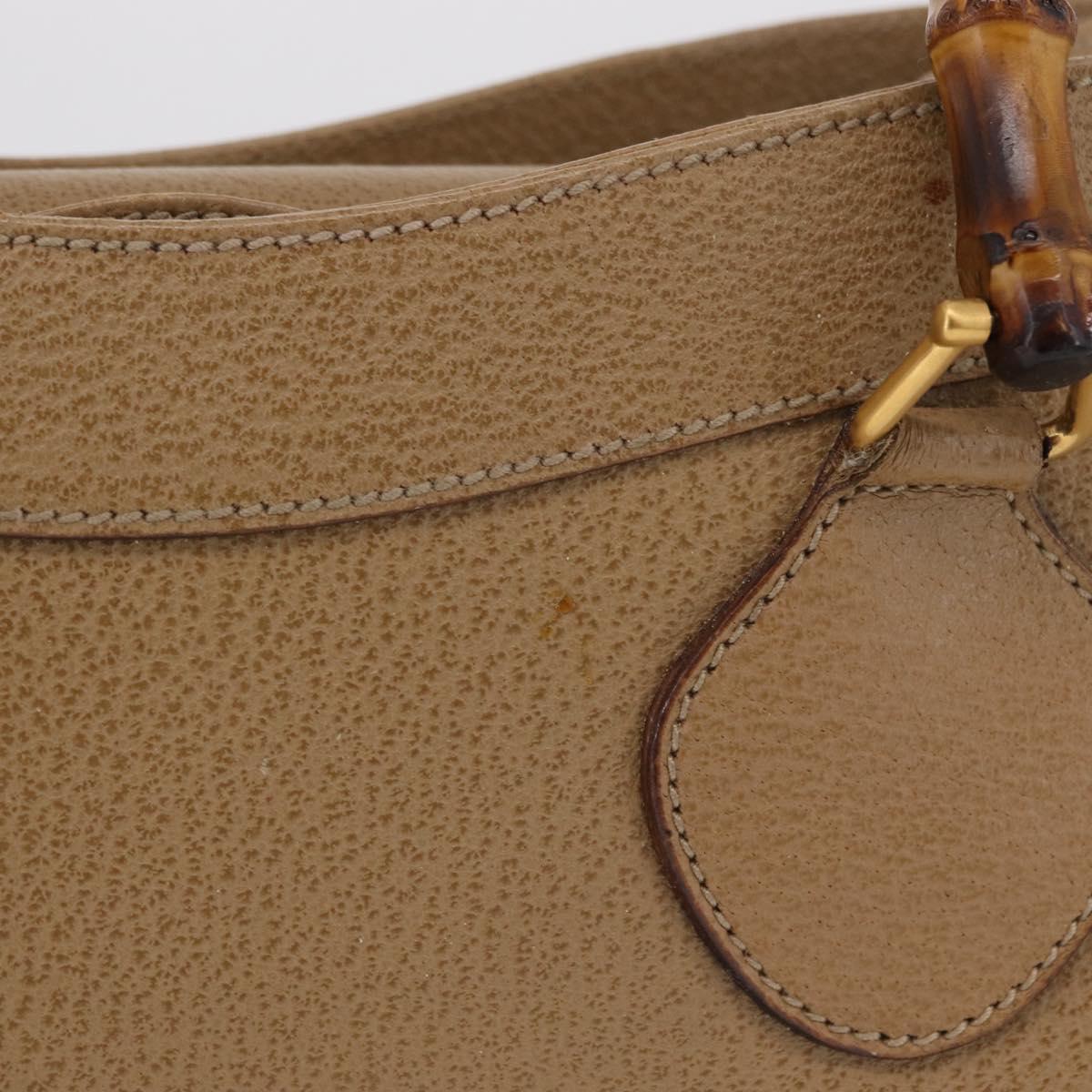 GUCCI Bamboo Hand Bag Leather Beige Gold 002 1186 0260 Auth ep16036