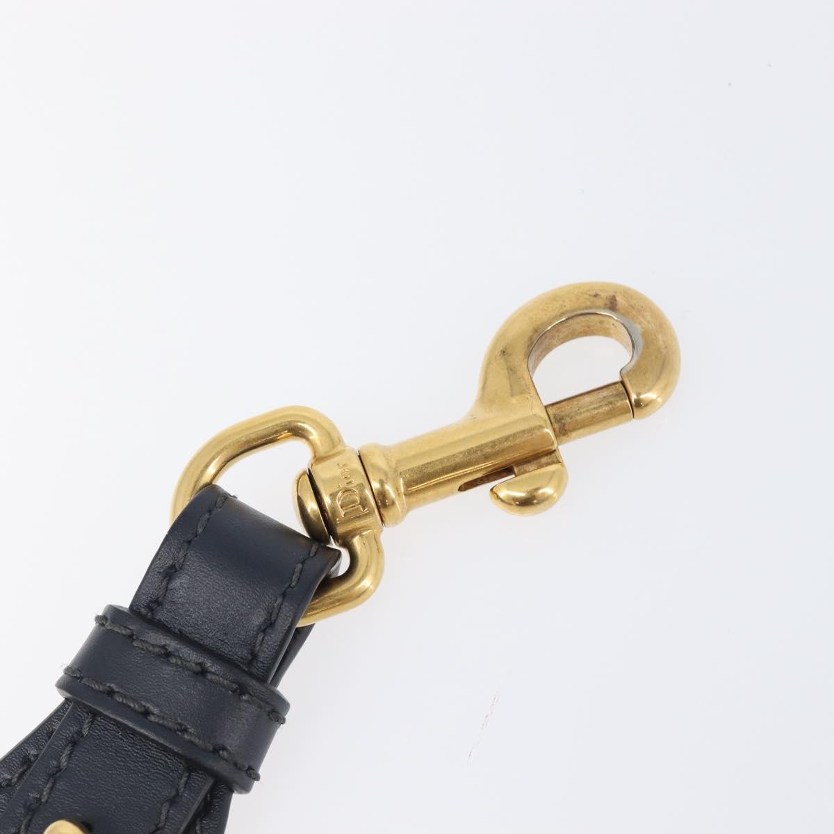 Christian Dior Trotter Canvas Strap 36.6"" Navy Gold Silver Auth ep16047