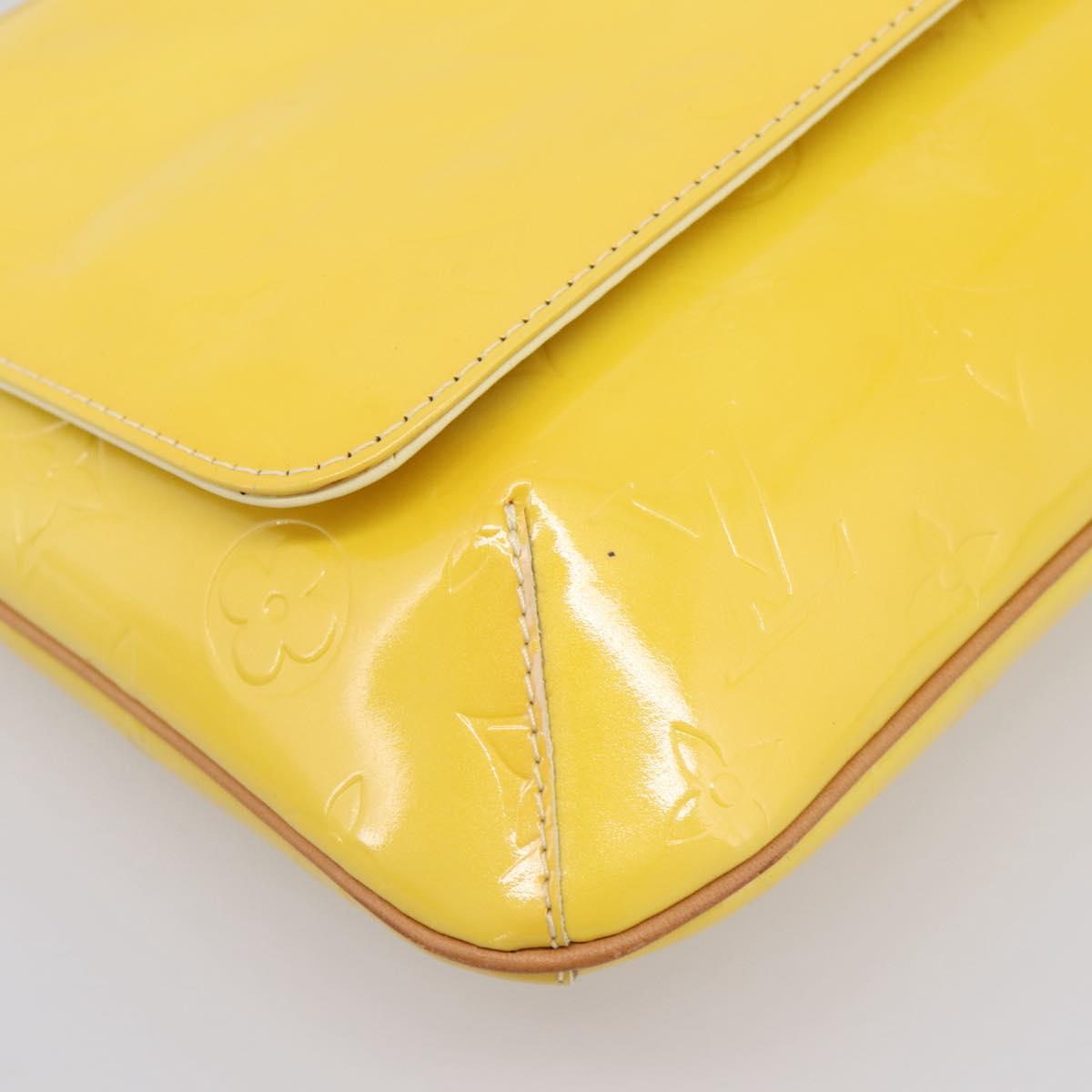 LOUIS VUITTON Vernis Thompson Street Bag Lime Yellow M91071 LV Auth ep16059