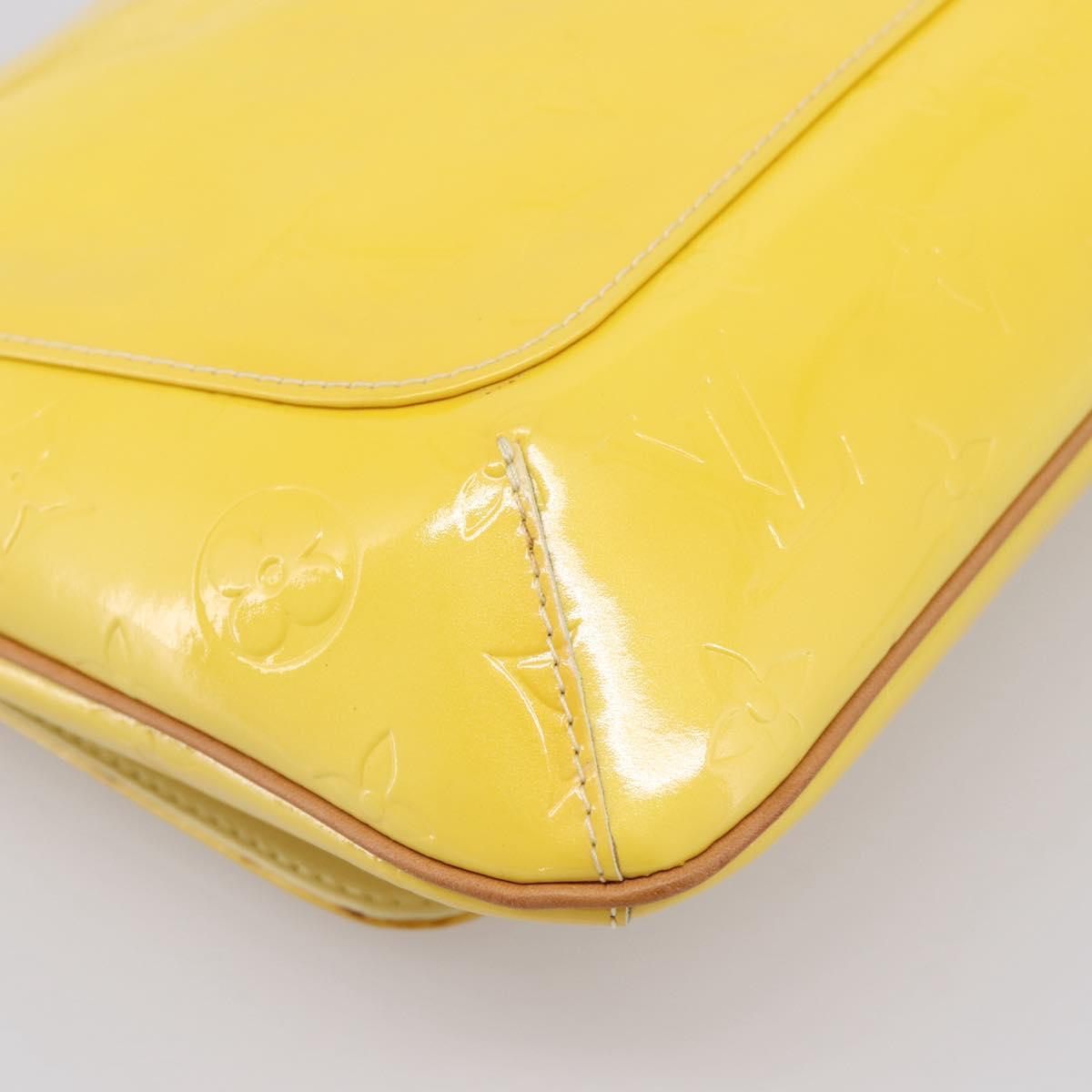 LOUIS VUITTON Vernis Thompson Street Bag Lime Yellow M91071 LV Auth ep16059