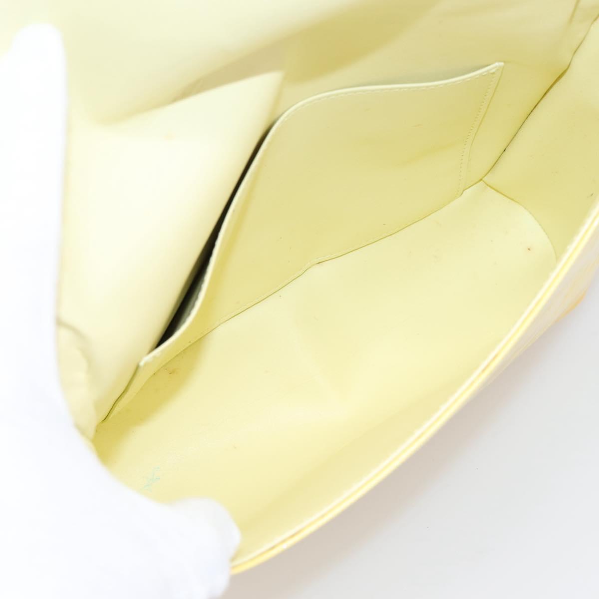 LOUIS VUITTON Vernis Thompson Street Bag Lime Yellow M91071 LV Auth ep16059