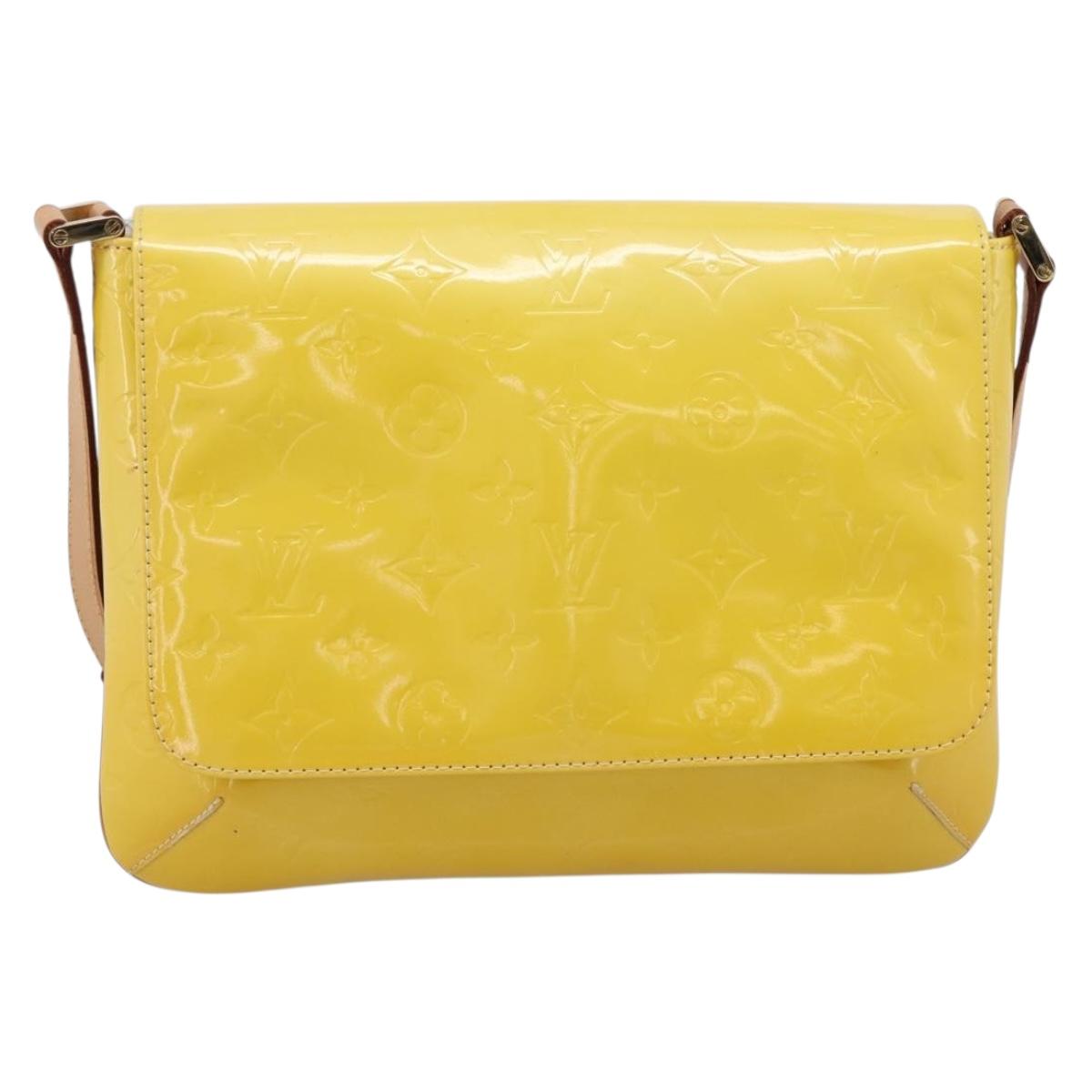 LOUIS VUITTON Vernis Thompson Street Bag Lime Yellow M91071 LV Auth ep16059