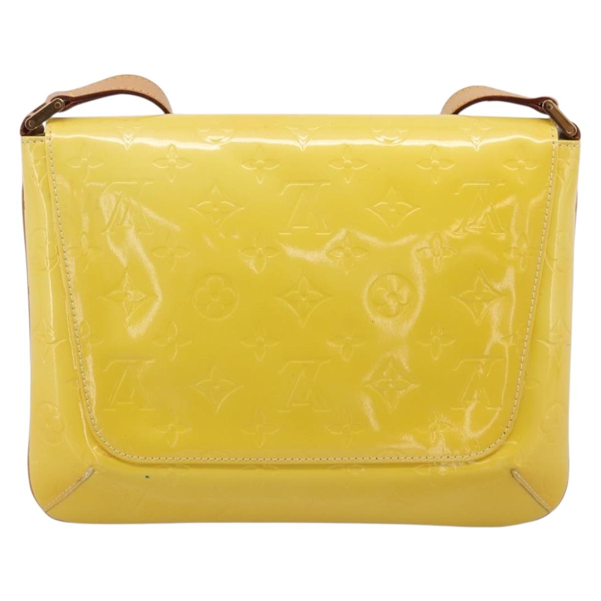 LOUIS VUITTON Vernis Thompson Street Bag Lime Yellow M91071 LV Auth ep16059