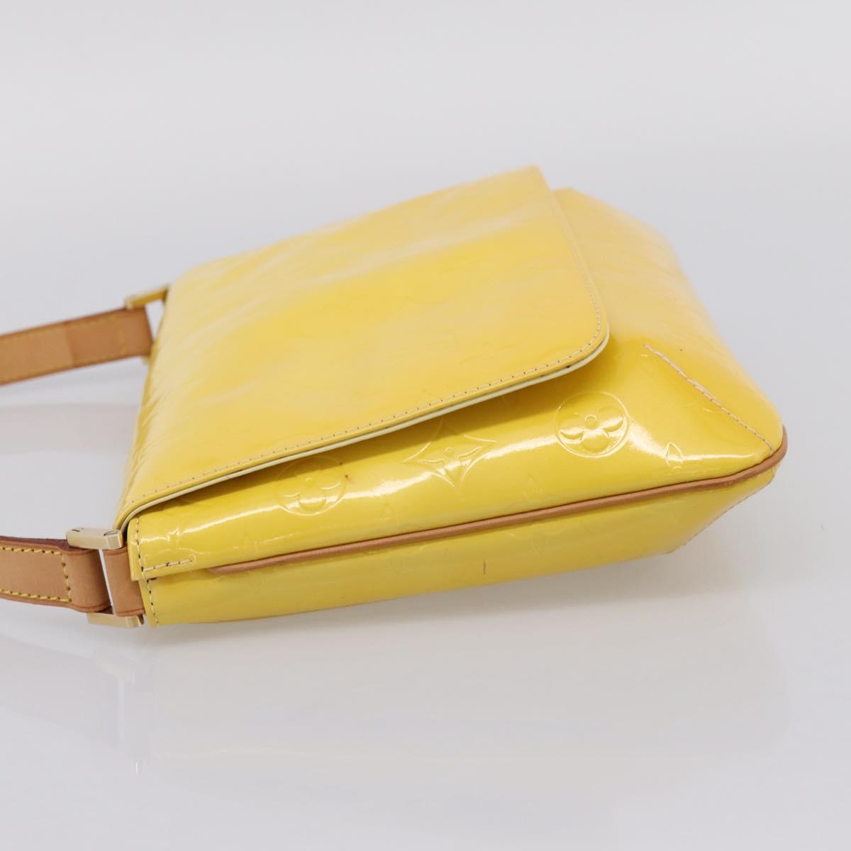 LOUIS VUITTON Vernis Thompson Street Bag Lime Yellow M91071 LV Auth ep16059
