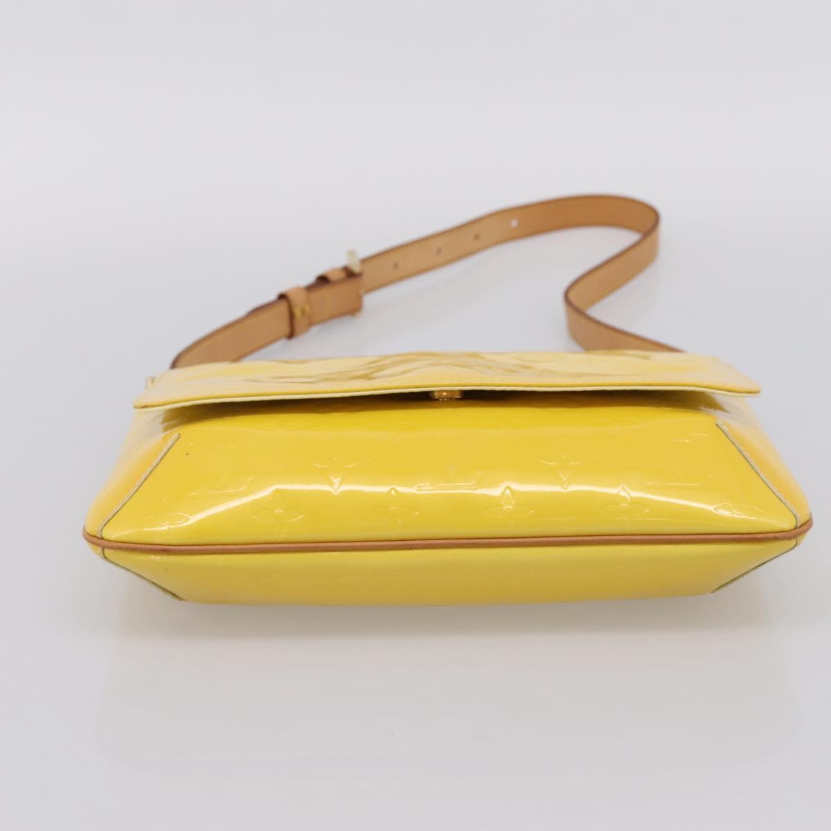 LOUIS VUITTON Vernis Thompson Street Bag Lime Yellow M91071 LV Auth ep16059