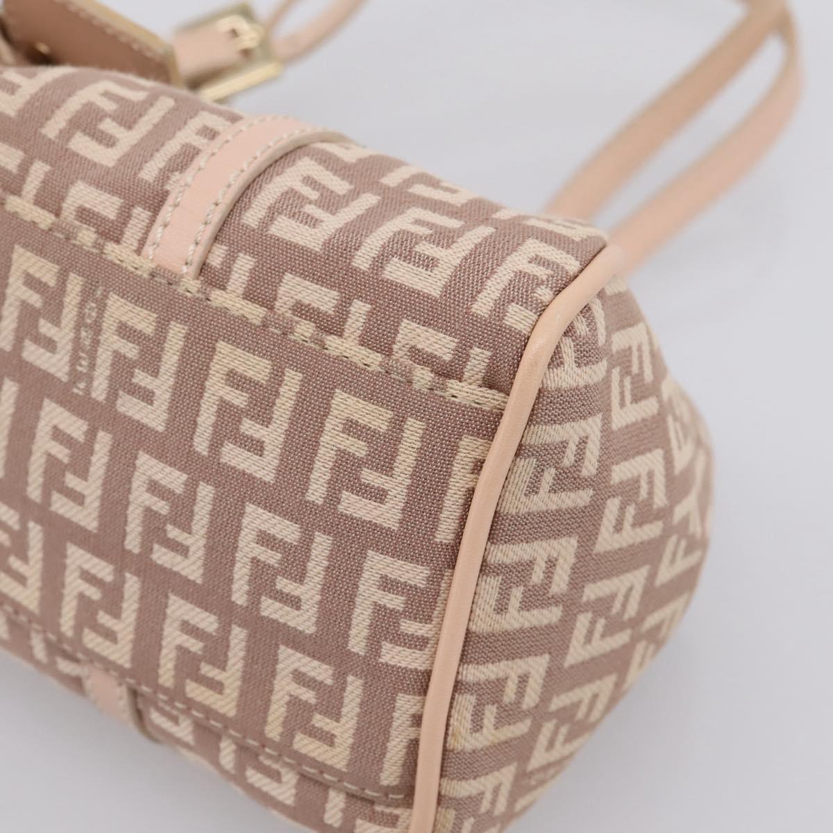 FENDI Zucchino Canvas Hand Bag Beige Gold 8BR437 Auth ep16060A
