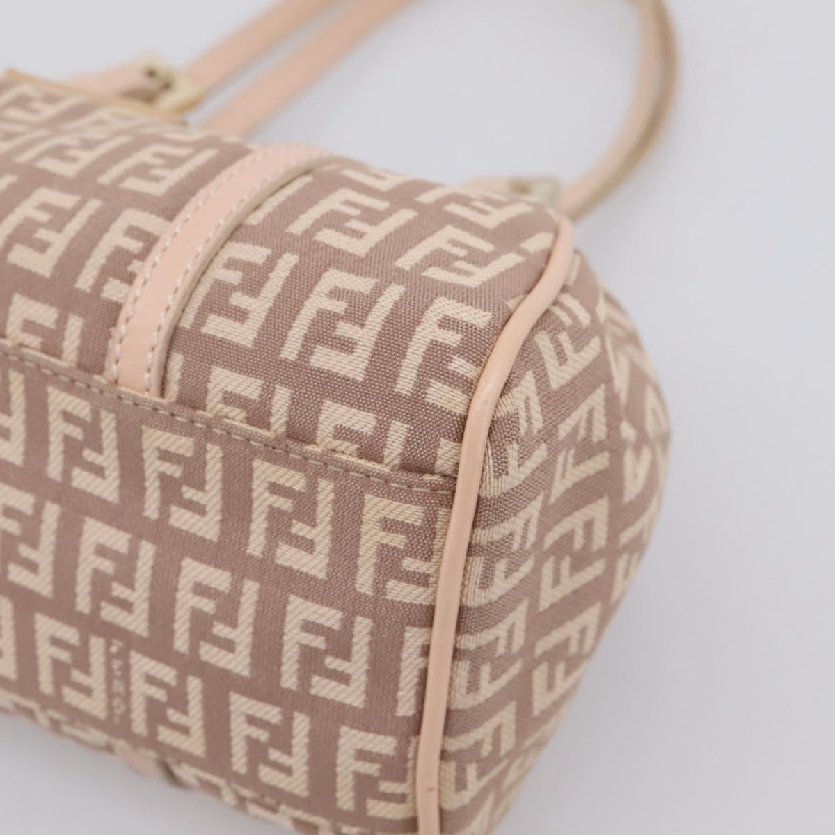 FENDI Zucchino Canvas Hand Bag Beige Gold 8BR437 Auth ep16060A