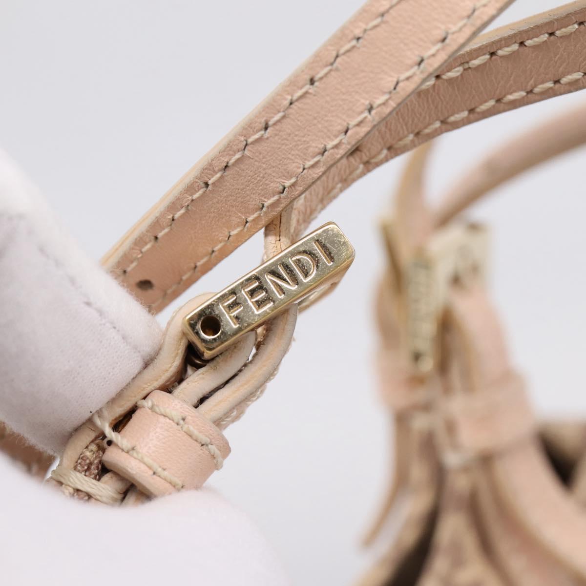 FENDI Zucchino Canvas Hand Bag Beige Gold 8BR437 Auth ep16060A