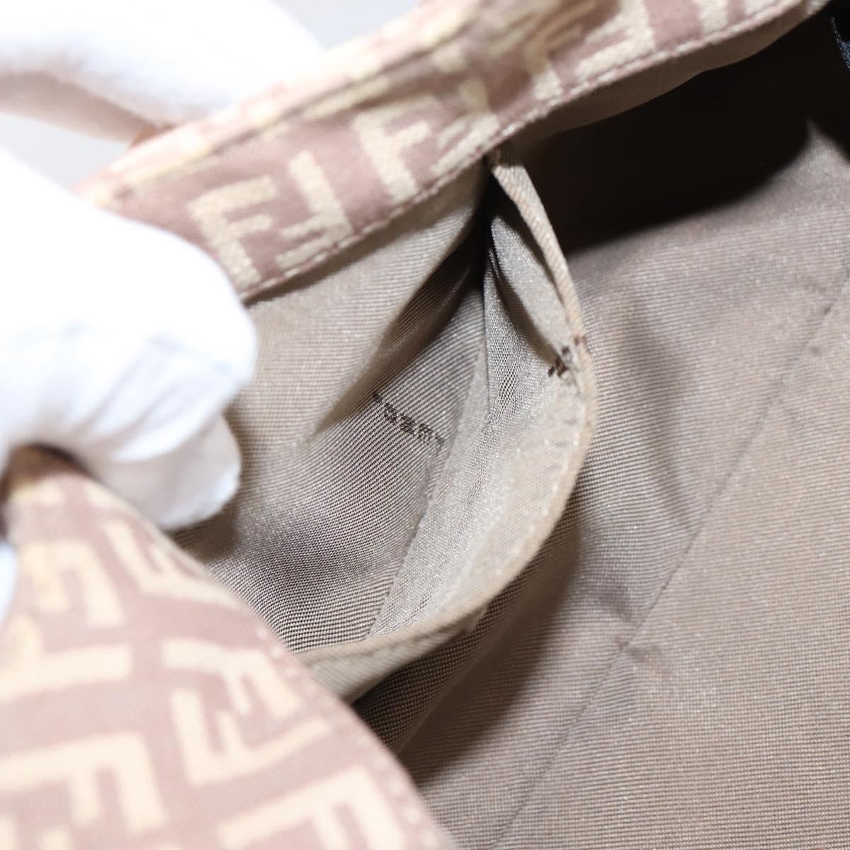 FENDI Zucchino Canvas Hand Bag Beige Gold 8BR437 Auth ep16060A