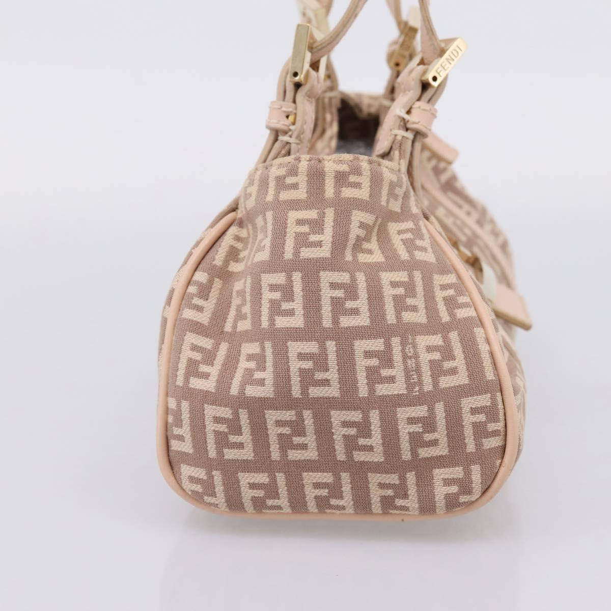 FENDI Zucchino Canvas Hand Bag Beige Gold 8BR437 Auth ep16060A